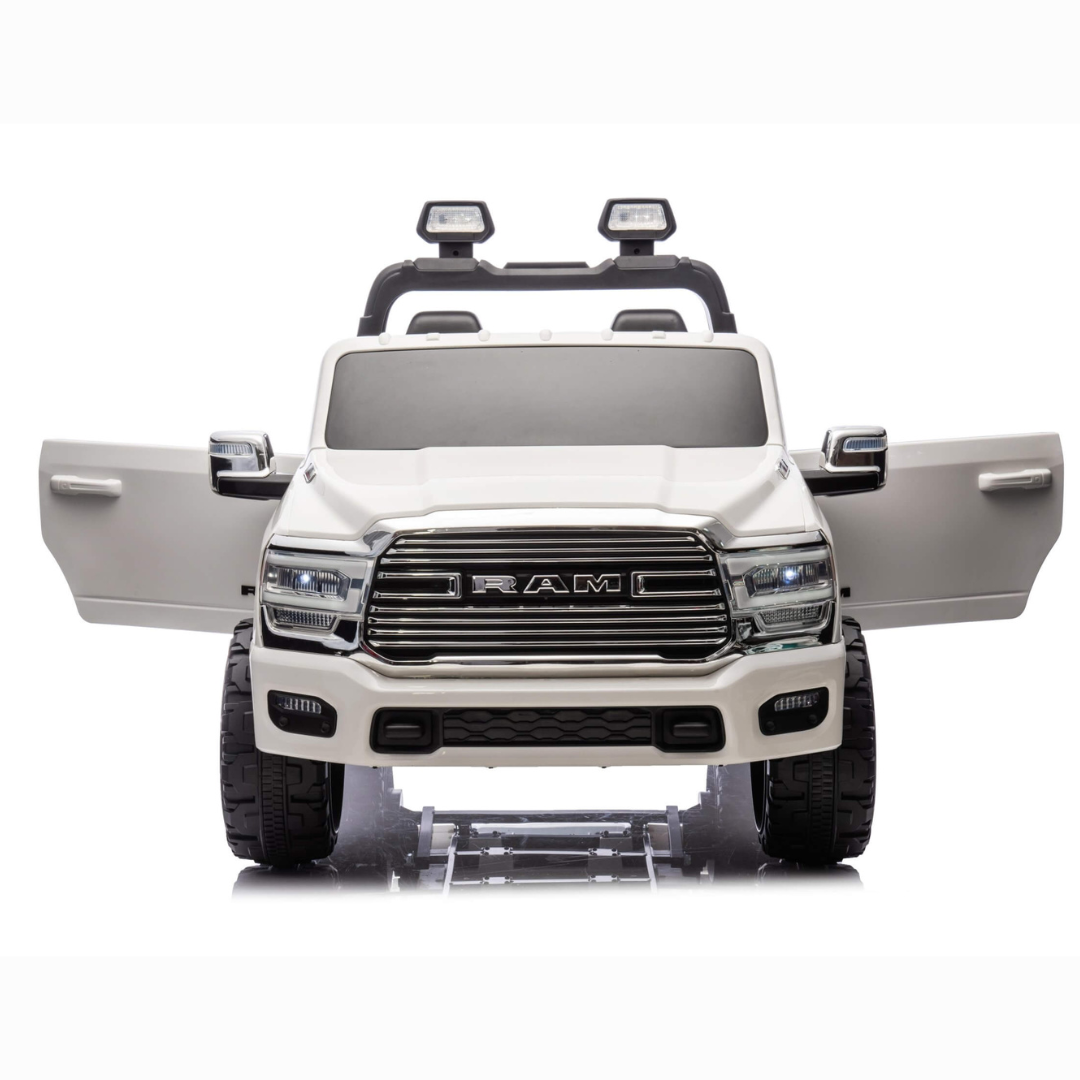 24V RAM 3500 Complete XXL Edition 4x4 Kids 2-Seater Ride-On Truck W/ Rubber Wheels, Music Player & RC