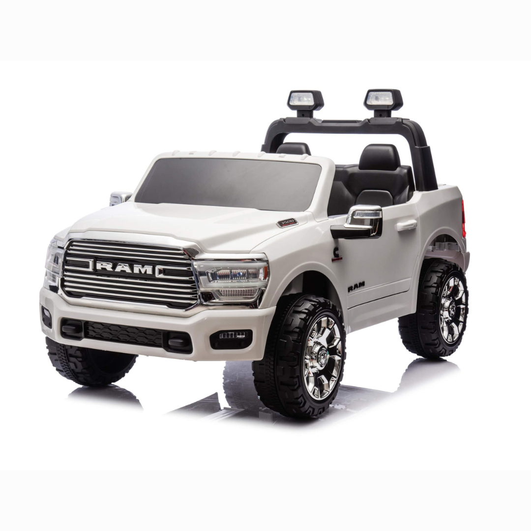 24V RAM 3500 Complete XXL Edition 4x4 Kids 2-Seater Ride-On Truck W/ Rubber Wheels, Music Player & RC