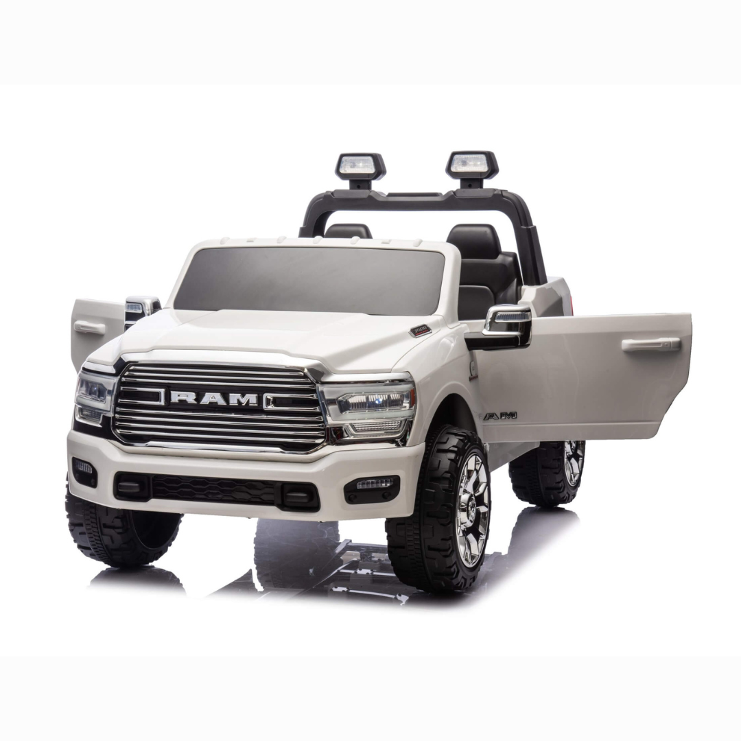 24V RAM 3500 Complete XXL Edition 4x4 Kids 2-Seater Ride-On Truck W/ Rubber Wheels, Music Player & RC