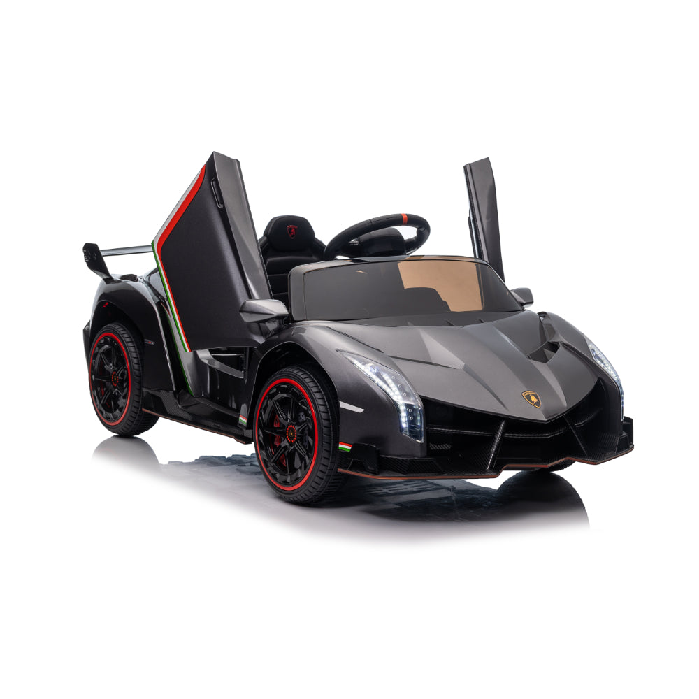 12V Lamborghini Veneno 4x4 1-Seater Ride-On Car W/ Rubber Wheels, Music Player, Butterfly Doors & RC