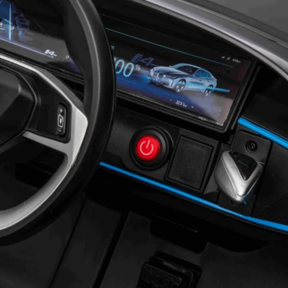 12V BMW I4 4x4 1-Seater Ride-On Car W/ Rubber Wheels, Music Player & RC