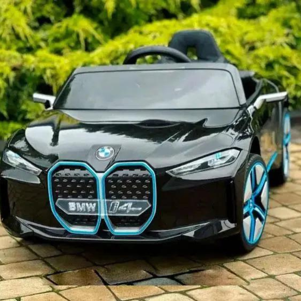 12V BMW I4 4x4 1-Seater Ride-On Car W/ Rubber Wheels, Music Player & RC