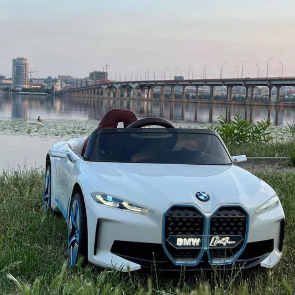 12V BMW I4 4x4 1-Seater Ride-On Car W/ Rubber Wheels, Music Player & RC