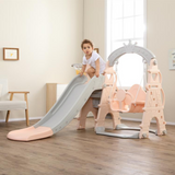 Kids Indoor & Outdoor Luxury 5-In-1 Crown Playset: Slide, Swing & Basketball Playset