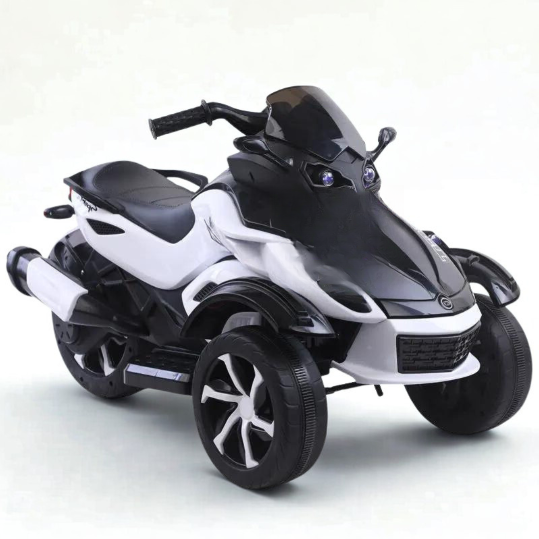 12V 3-Wheel Sport Edition Ride-on Bike W/ Rubber Wheels, Music Player & Lights