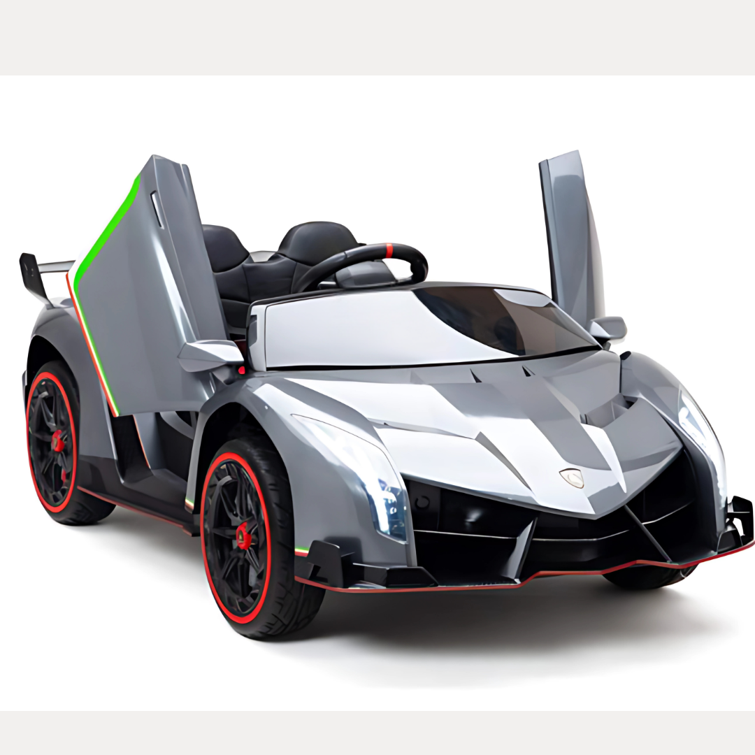 12V Lamborghini Veneno 4x4 1-Seater Ride-On Car W/ Rubber Wheels, Music Player, Butterfly Doors & RC