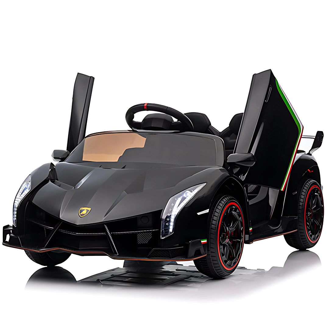 12V Lamborghini Veneno 4x4 1-Seater Ride-On Car W/ Rubber Wheels, Music Player, Butterfly Doors & RC