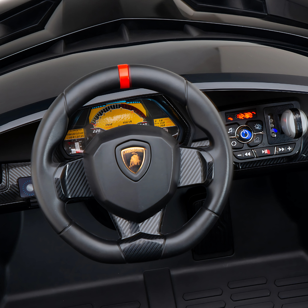 12V Lamborghini Veneno 4x4 1-Seater Ride-On Car W/ Rubber Wheels, Music Player, Butterfly Doors & RC
