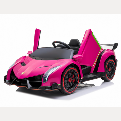 12V Lamborghini Veneno 4x4 1-Seater Ride-On Car W/ Rubber Wheels, Music Player, Butterfly Doors & RC