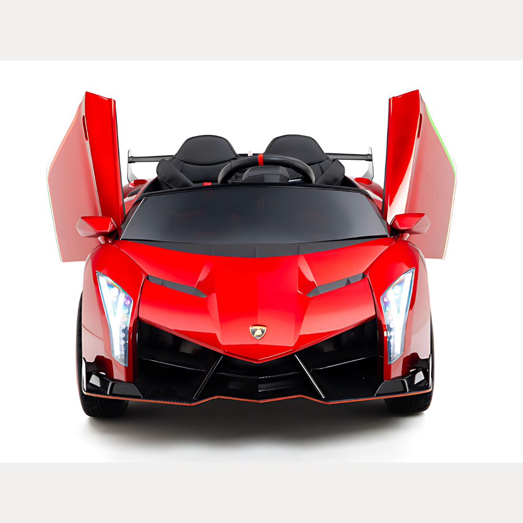 12V Lamborghini Veneno 4x4 1-Seater Ride-On Car W/ Rubber Wheels, Music Player, Butterfly Doors & RC