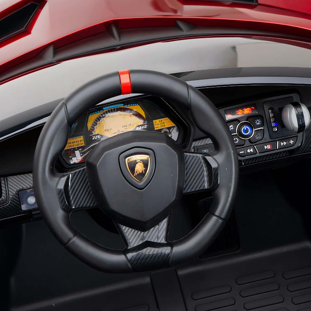 12V Lamborghini Veneno 4x4 1-Seater Ride-On Car W/ Rubber Wheels, Music Player, Butterfly Doors & RC