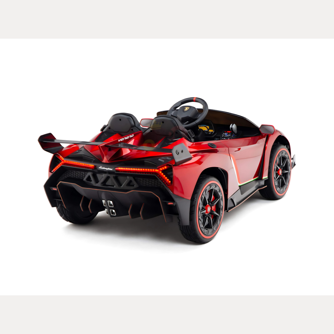 12V Lamborghini Veneno 4x4 1-Seater Ride-On Car W/ Rubber Wheels, Music Player, Butterfly Doors & RC