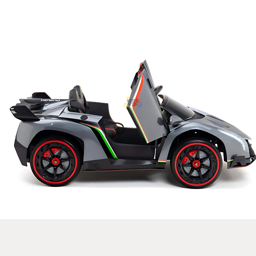 12V Lamborghini Veneno 4x4 1-Seater Ride-On Car W/ Rubber Wheels, Music Player, Butterfly Doors & RC