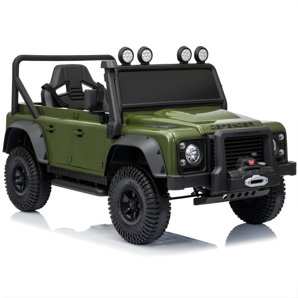 12V Land Rover Defender 1-Seater Ride-on Truck W/ Rubber Wheels, Music Player & RC