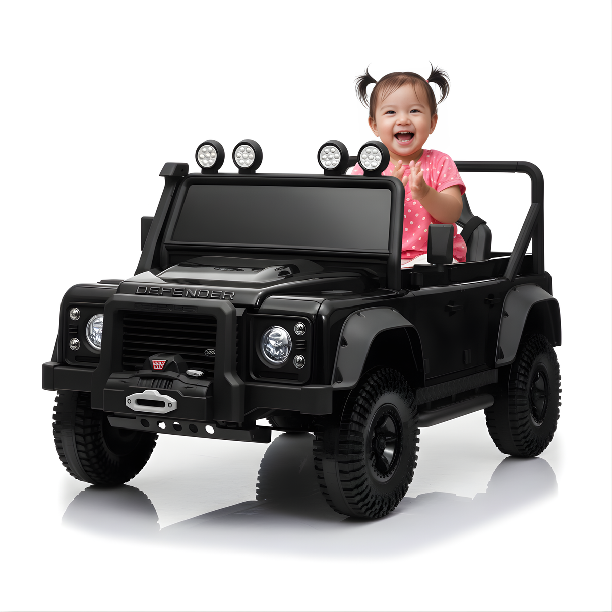 12V Land Rover Defender 1-Seater Ride-on Truck W/ Rubber Wheels, Music Player & RC