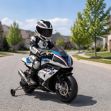 12V BMW HP4 Kids Ride-On Motorcycle W/ Rubber Wheels, Lights & Music Player
