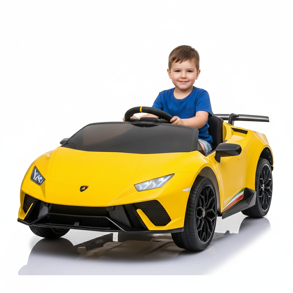12V Lamborghini Huracan 4x4 1-Seater Ride-On Car W/ Rubber Wheels, Music Player & RC
