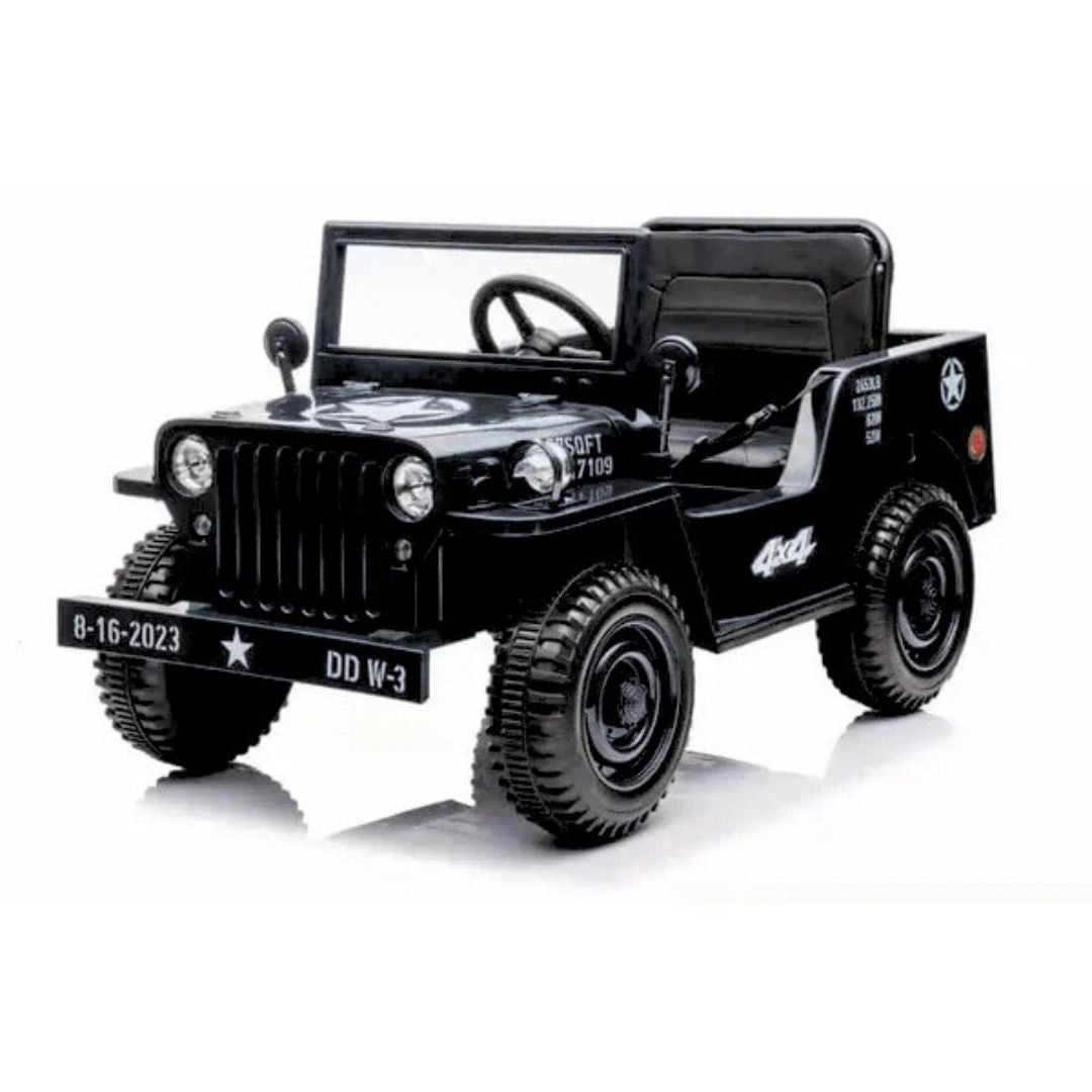 12V Military Edition 1-Seater Ride-on Truck with Rubber Wheels, Music and Remote