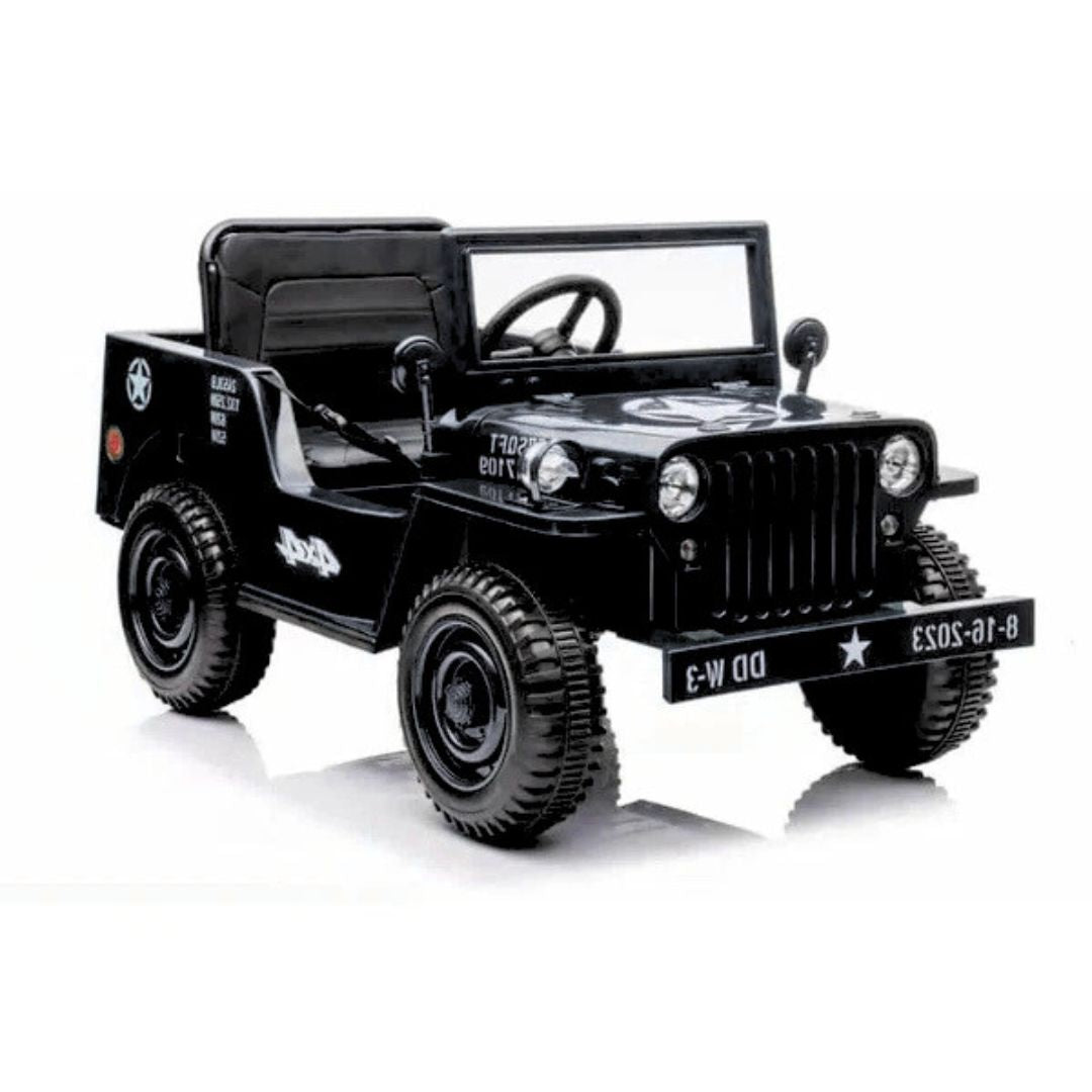 12V Military Edition 1-Seater Ride-on Truck with Rubber Wheels, Music and Remote