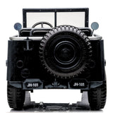 12V Military Edition 1-Seater Ride-on Truck with Rubber Wheels, Music and Remote