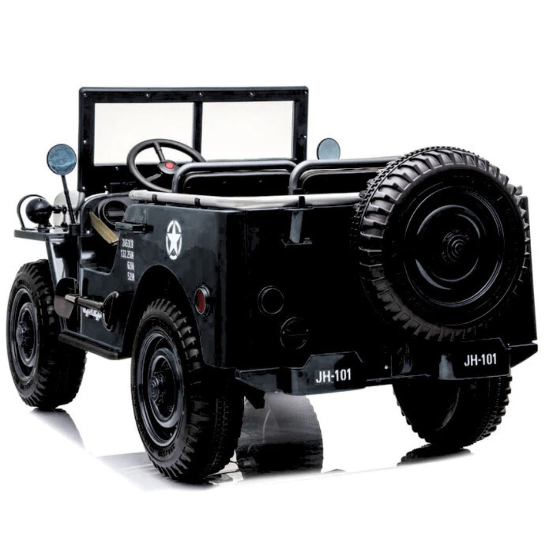 12V Military Edition 1-Seater Ride-on Truck with Rubber Wheels, Music and Remote