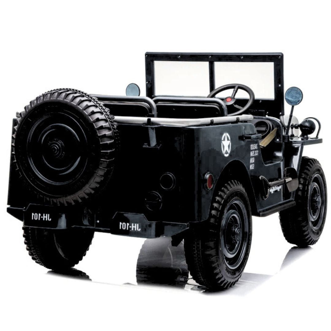12V Military Edition 1-Seater Ride-on Truck with Rubber Wheels, Music and Remote