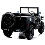 12V Military Edition 1-Seater Ride-on Truck with Rubber Wheels, Music and Remote