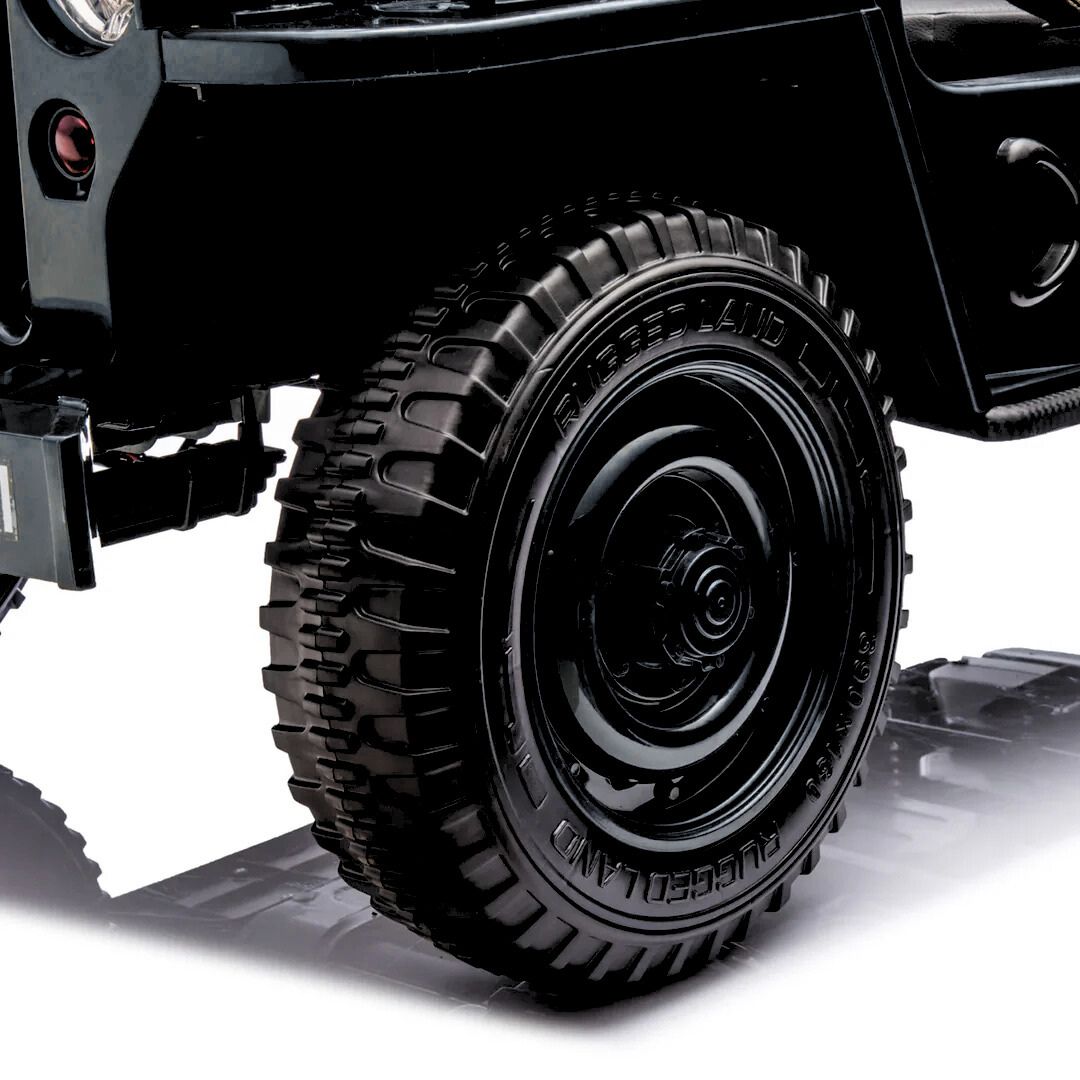 12V Military Edition 1-Seater Ride-on Truck with Rubber Wheels, Music and Remote
