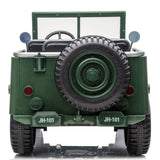 12V Military Edition 1-Seater Ride-on Truck with Rubber Wheels, Music and Remote