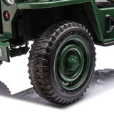 12V Military Edition 1-Seater Ride-on Truck with Rubber Wheels, Music and Remote