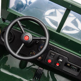 12V Military Edition 1-Seater Ride-on Truck with Rubber Wheels, Music and Remote