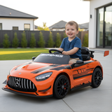 12V Mercedes Benz AMG GT3 Upgraded 1-Seater Ride-On Sports Car W/ Rubber Wheels, Music Player & RC