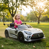 12V Mercedes Benz AMG GT3 Upgraded 1-Seater Ride-On Sports Car W/ Rubber Wheels, Music Player & RC