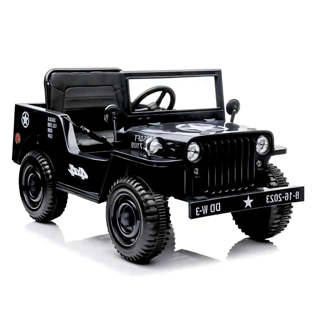 12V Military Edition 1-Seater Ride-on Truck W/ Rubber Wheels, Music Player & RC