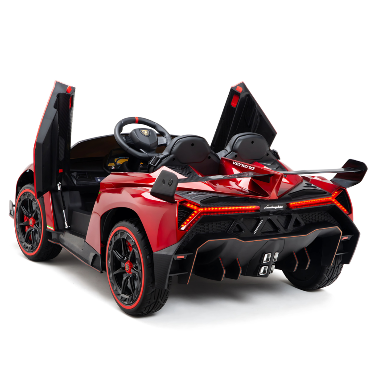 12V Lamborghini Veneno 4x4 1-Seater Ride-On Car W/ Rubber Wheels, Music Player, Butterfly Doors & RC