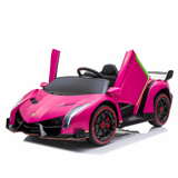 12V Lamborghini Veneno 4x4 1-Seater Ride-On Car W/ Rubber Wheels, Music Player, Butterfly Doors & RC