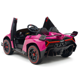 12V Lamborghini Veneno 4x4 1-Seater Ride-On Car W/ Rubber Wheels, Music Player, Butterfly Doors & RC