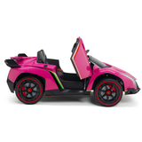 12V Lamborghini Veneno 4x4 1-Seater Ride-On Car W/ Rubber Wheels, Music Player, Butterfly Doors & RC