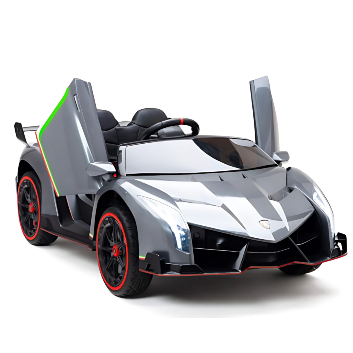 12V Lamborghini Veneno 4x4 1-Seater Ride-On Car W/ Rubber Wheels, Music Player, Butterfly Doors & RC