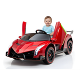 12V Lamborghini Veneno 4x4 1-Seater Ride-On Car W/ Rubber Wheels, Music Player, Butterfly Doors & RC