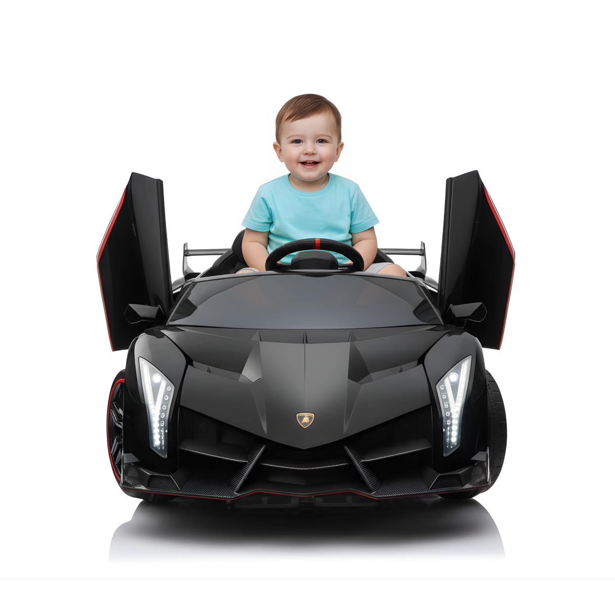 12V Lamborghini Veneno 4x4 1-Seater Ride-On Car W/ Rubber Wheels, Music Player, Butterfly Doors & RC