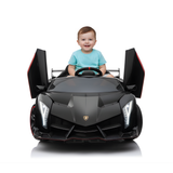 12V Lamborghini Veneno 4x4 1-Seater Ride-On Car W/ Rubber Wheels, Music Player, Butterfly Doors & RC
