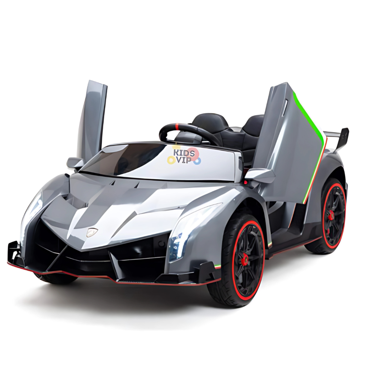 12V Lamborghini Veneno 4x4 1-Seater Ride-On Car W/ Rubber Wheels, Music Player, Butterfly Doors & RC