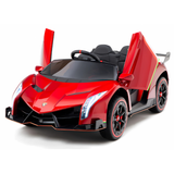 12V Lamborghini Veneno 4x4 1-Seater Ride-On Car W/ Rubber Wheels, Music Player, Butterfly Doors & RC