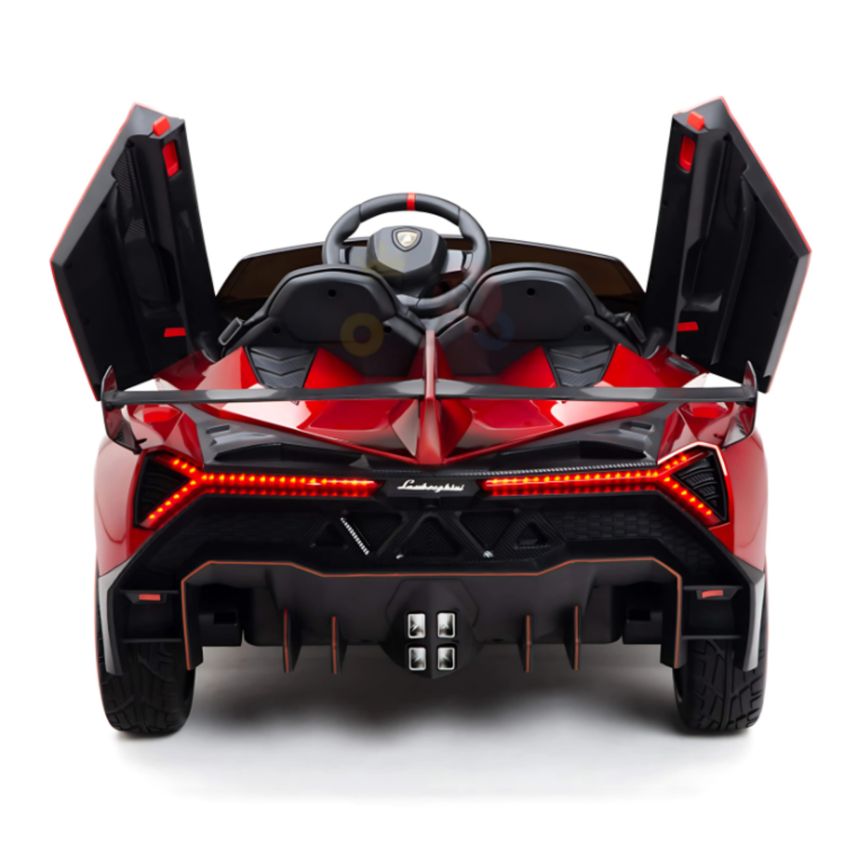 12V Lamborghini Veneno 4x4 1-Seater Ride-On Car W/ Rubber Wheels, Music Player, Butterfly Doors & RC