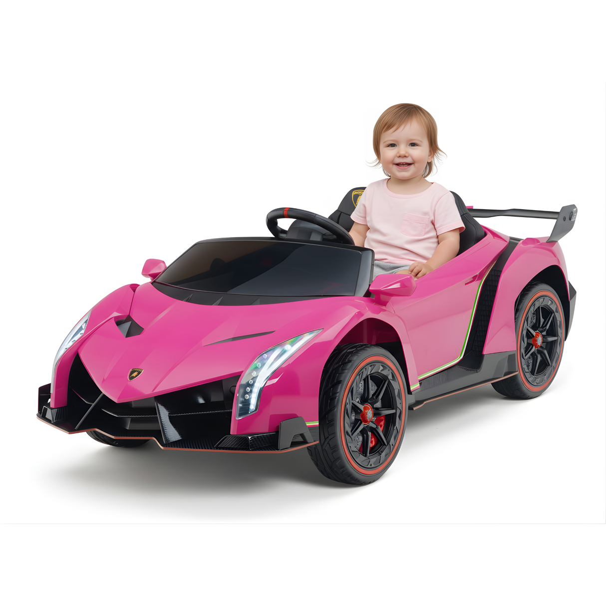 12V Lamborghini Veneno 4x4 1-Seater Ride-On Car W/ Rubber Wheels, Music Player, Butterfly Doors & RC