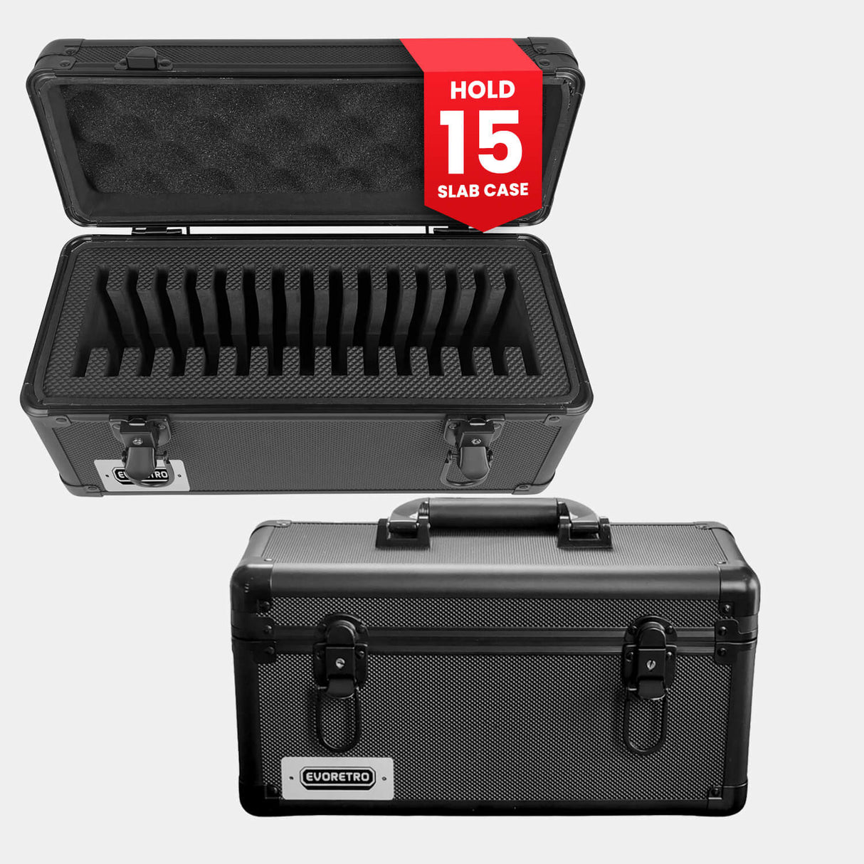 EVORETRO Aluminum Graded Card Storage Case 15-Slot | Black