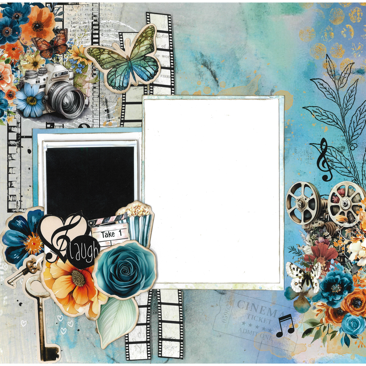 3Quarter Designs Cerulean Score 12x12 Design Paper & Diecuts Set