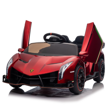12V Lamborghini Veneno 4x4 1-Seater Ride-On Car W/ Rubber Wheels, Music Player, Butterfly Doors & RC