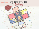 Craftreat Scrapbook Blank Quick Folio - Be Happy - Black, Kraft and White